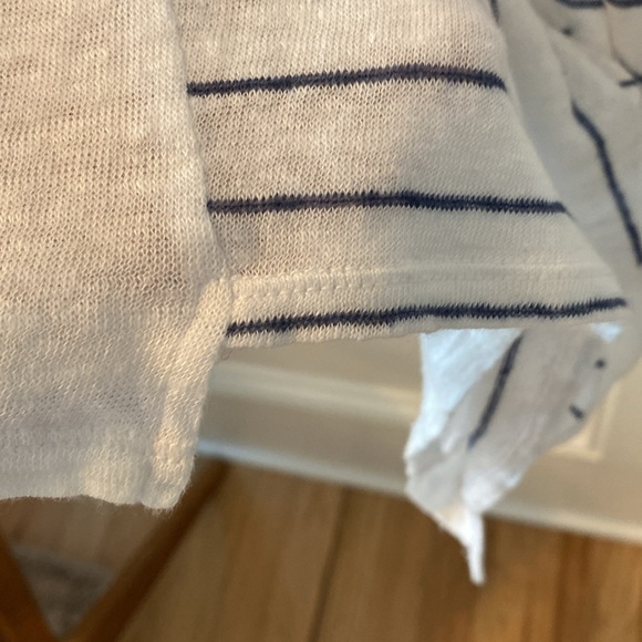 Vince Linen Stripe Sailor Knit Tee Size XS White Blue Short Sleeve - Picture 7 of 7